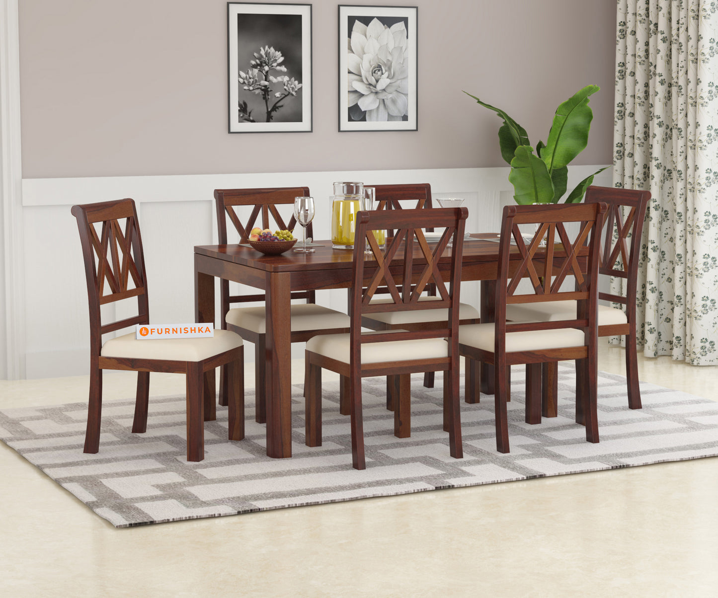 Joanne 6 Seater Dining Sets with Cushion & Chairs