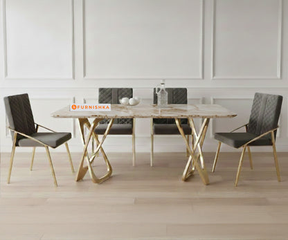Dolce 4 Seater Dining Sets with Australian Onyx Marble Top - Furnishka 
