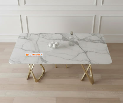 Dolce 4 Seater Dining Sets with White Engineered Marble Top - Furnishka 