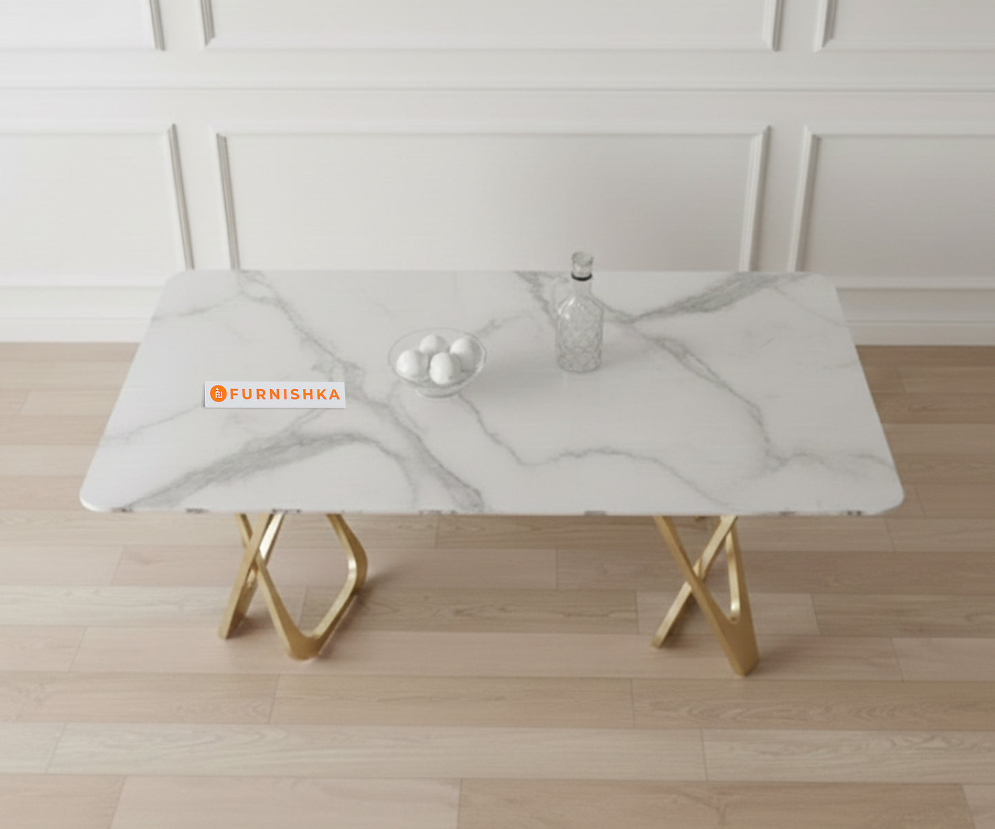 Dolce 4seater Dining Sets with Quartz Marble Top Gold Finish - Furnishka 