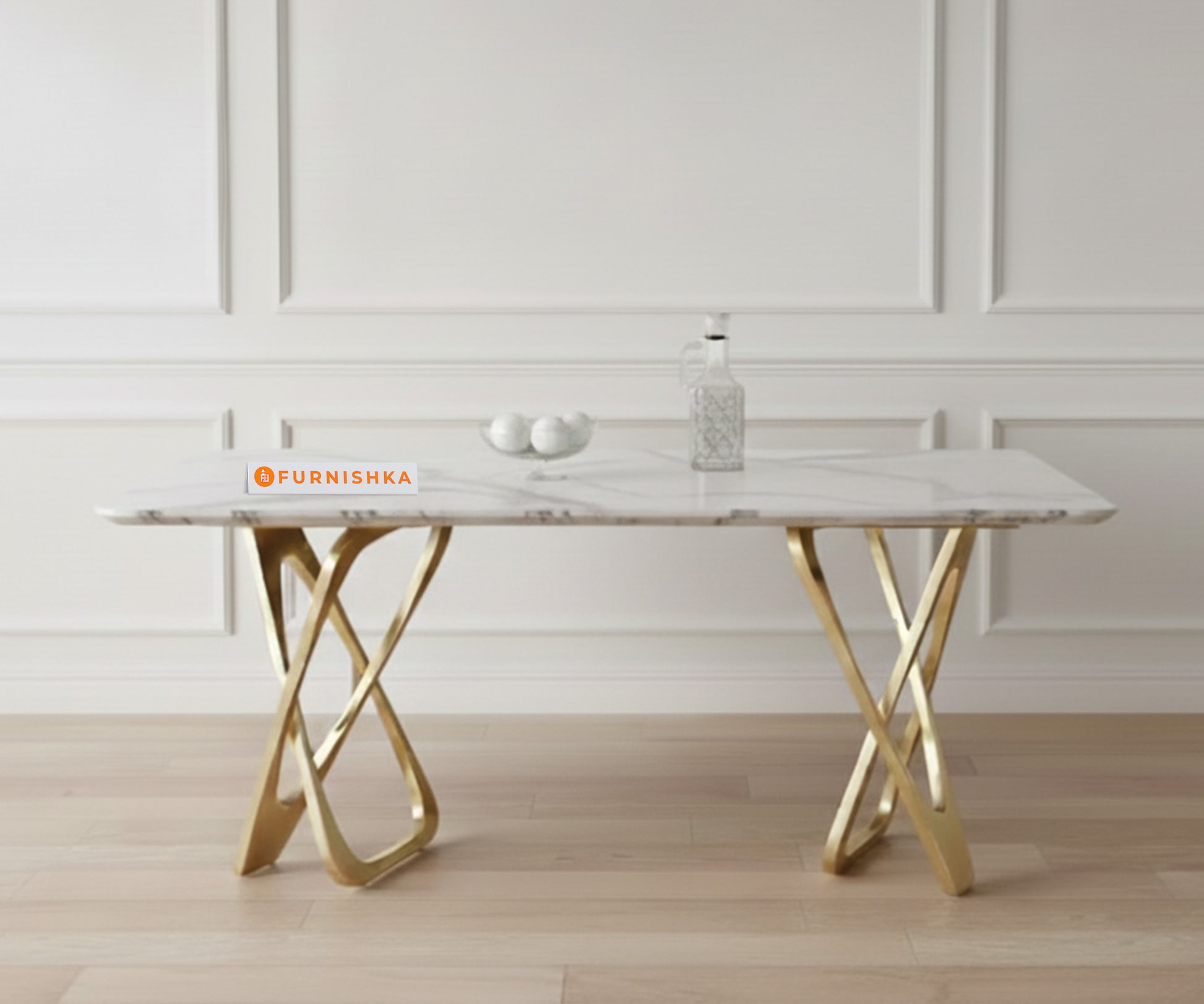 Dolce 4seater Dining Sets with Quartz Marble Top Gold Finish - Furnishka 