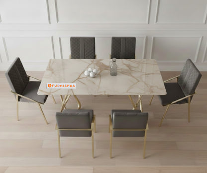 Dolce 6 Seater Dining Sets with Australian Onyx Marble Top - Furnishka 