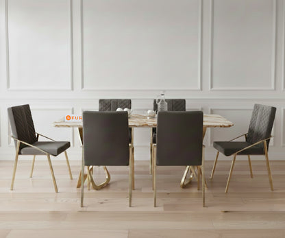 Dolce 6 Seater Dining Sets with Australian Onyx Marble Top - Furnishka 
