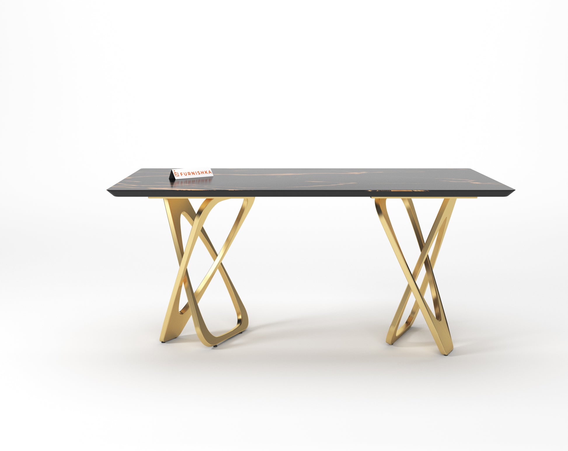 Dolce 6 Seater Dining Sets with Black Engineered Marble Top - Furnishka 