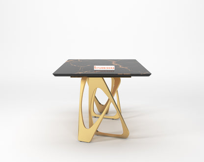 Dolce 6 Seater Dining Sets with Black Engineered Marble Top - Furnishka 