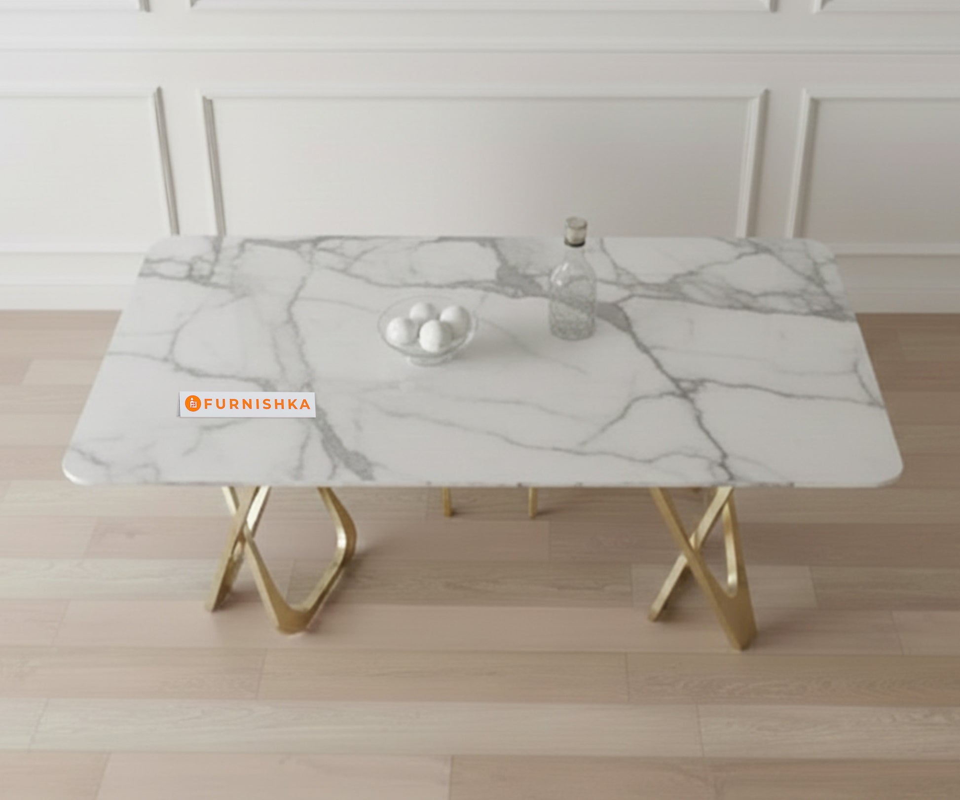 Dolce 6 Seater Dining Sets with Indian Banswara Marble Top - Furnishka 