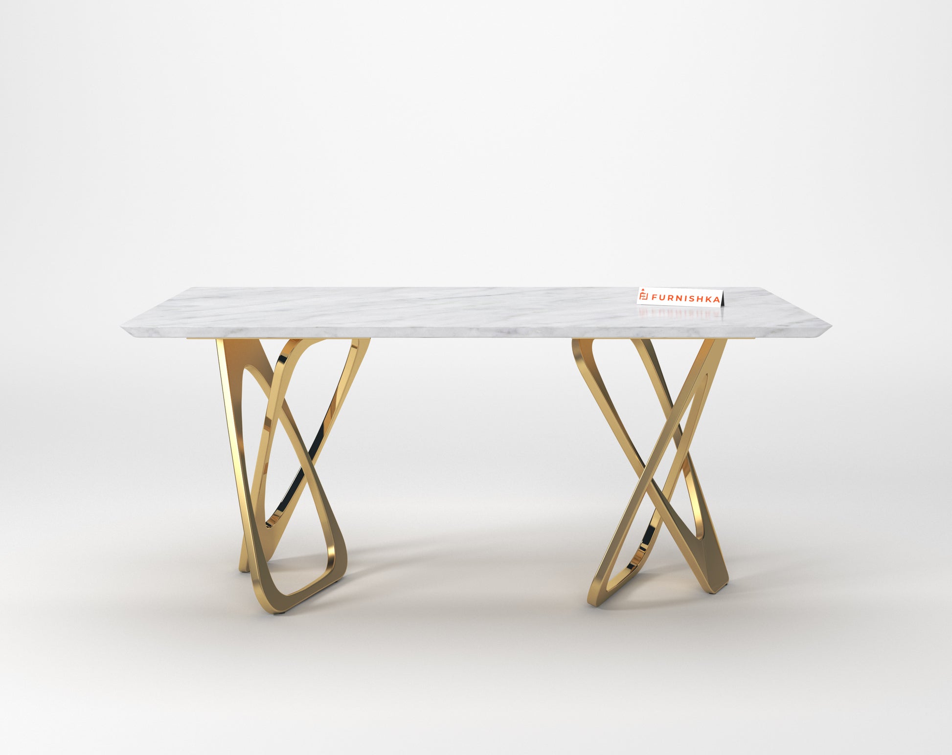 Dolce 6 Seater Dining Sets with White Engineered Marble Top - Furnishka