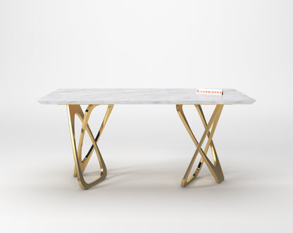 Dolce 6 Seater Dining Sets with White Engineered Marble Top - Furnishka