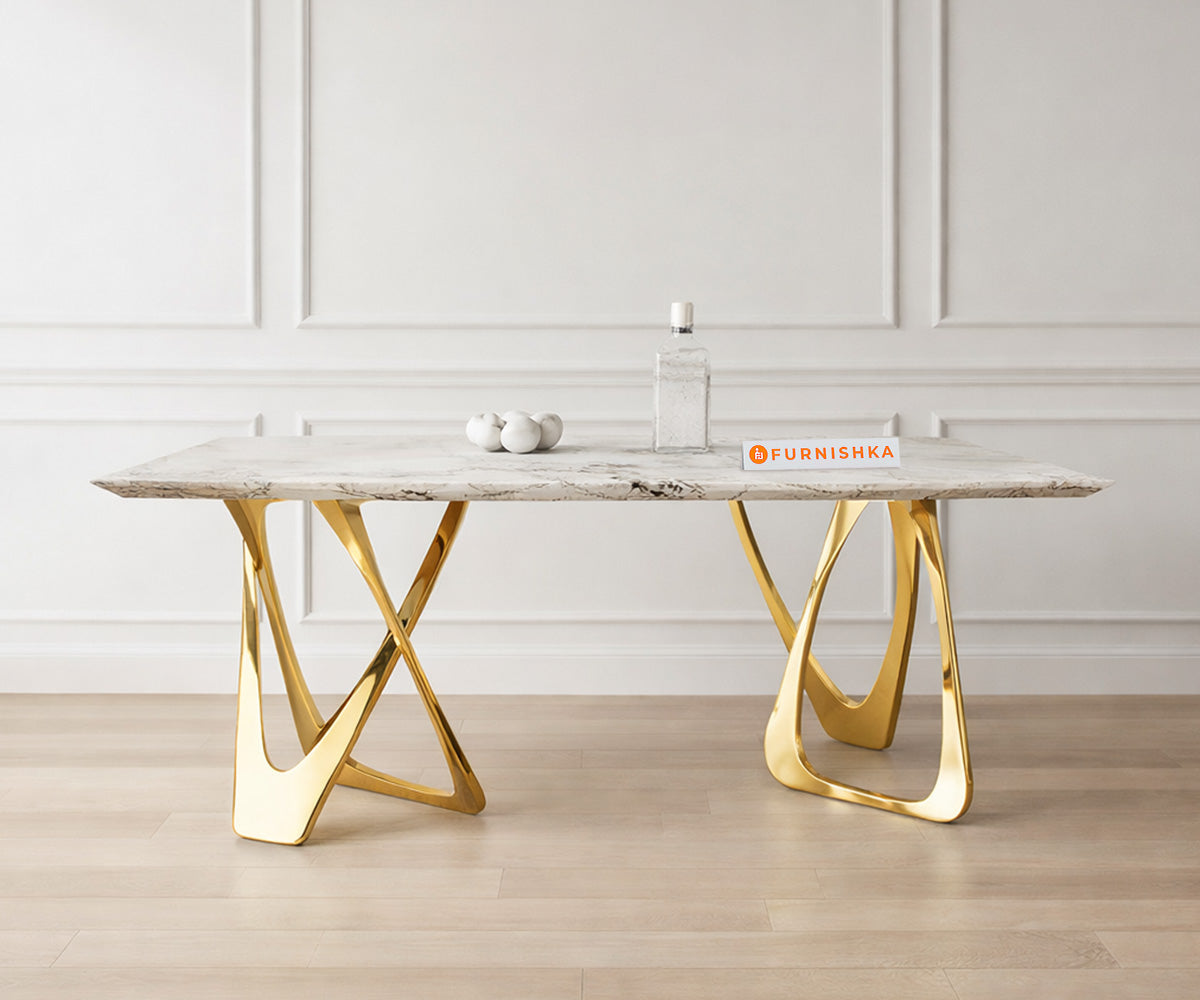 Dolce Dining Table 4 Seater PVD Gold Base - Furnishka