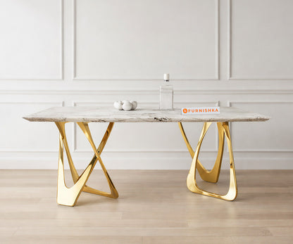Dolce Dining Table 4 Seater PVD Gold Base - Furnishka