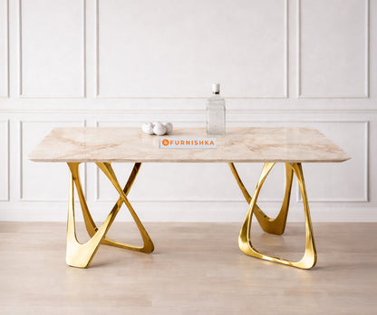 Dolce Dining Table 4 Seater PVD Gold Base - Furnishka
