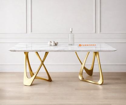 Dolce Dining Table 6 Seater PVD Rose Gold - Furnishka 