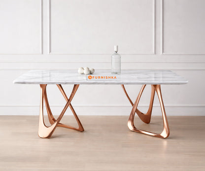 Dolce Dining Table 6 Seater Rose Gold Base - Furnishka