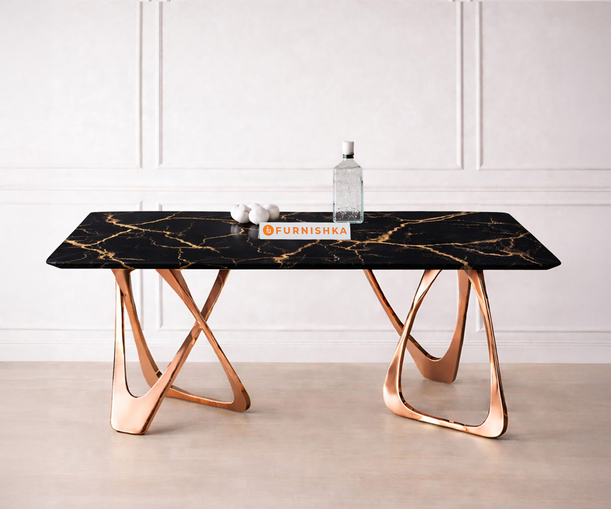 Dolce Dining Table 6 Seater Rose Gold Base - Furnishka
