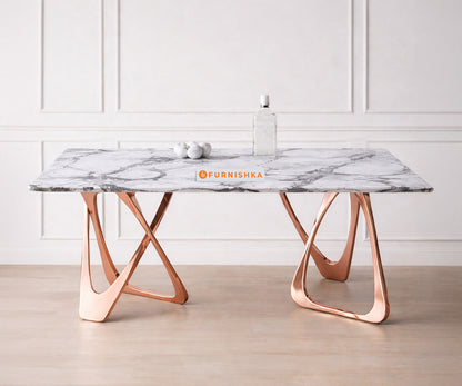 Dolce Dining Table 6 Seater Rose Gold Base - Furnishka