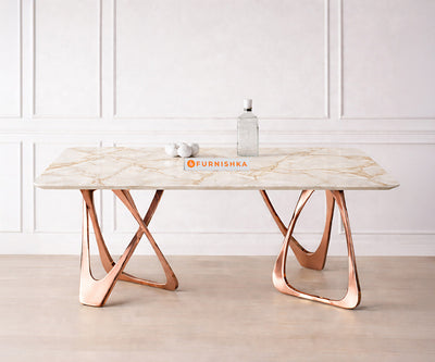 Dolce Dining Table 4 Seater Rose Gold Base