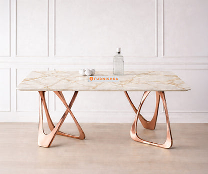 Dolce Dining Table 6 Seater Rose Gold Base - Furnishka