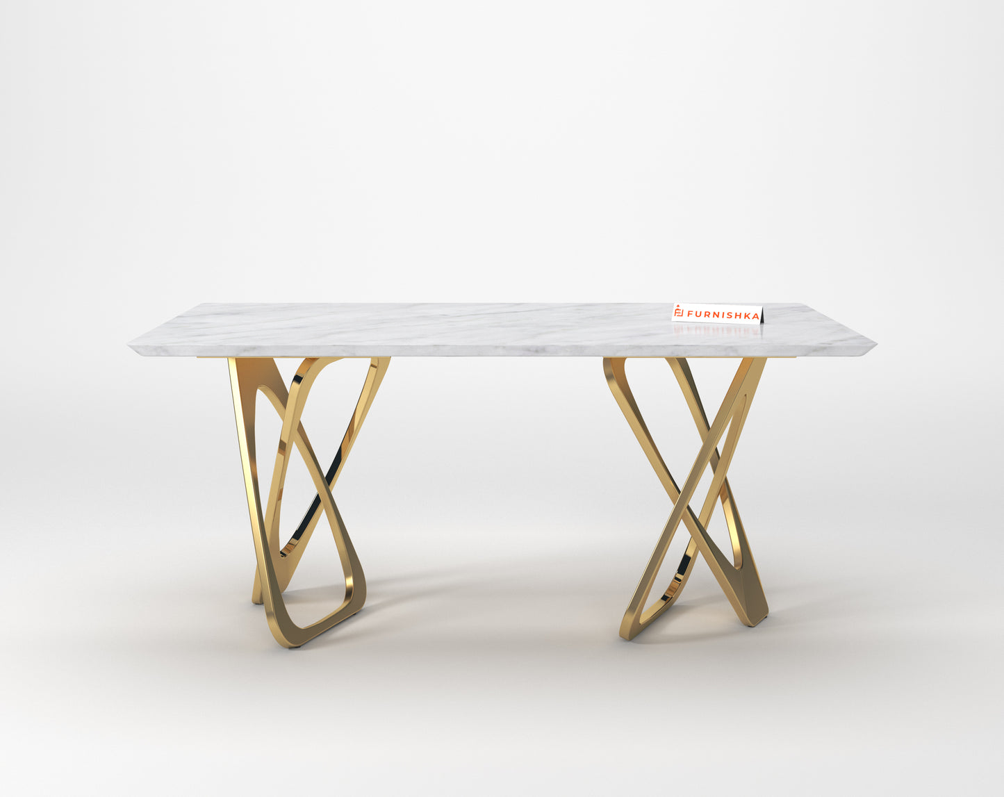 Dolce Dining Table with Indian Banswara Marble Top - 6 Seater - Furnishka 