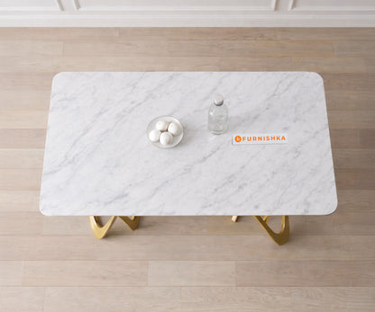 Dolce Dining Table with Indian Marble Top - 4 Seater - Furnishka