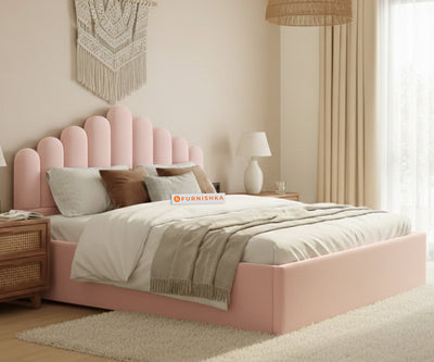 Dora Fabric bed with Uphold Hydraulic Storage Flamingo Pink- King Size