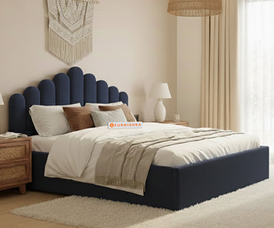 Dora Fabric bed with Uphold Hydraulic Storage Persian Blue - King Size