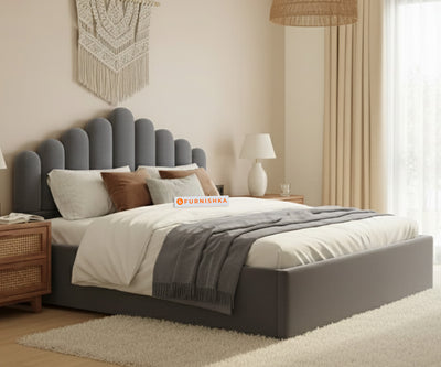 Dora Fabric bed with Uphold Hydraulic Storage Space Grey -Queen Size