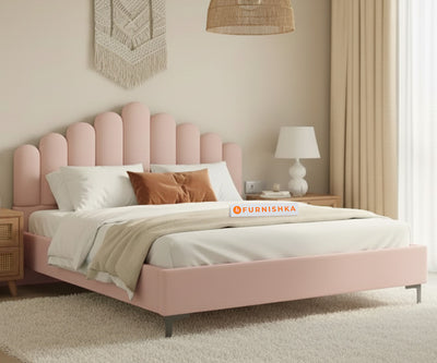 Dora Fabric bed with Upholstered headboard Non Storage King Size - Flamingo Pink