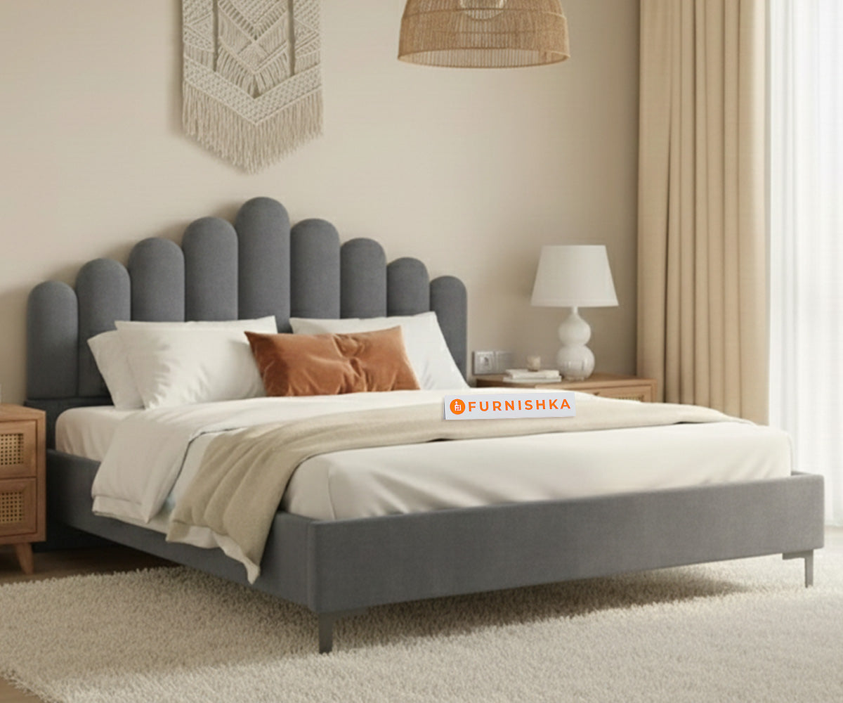 Dora Fabric bed with Upholstered headboard Non Storage King Size - Space Grey - Furnishka 