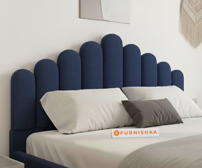 Dora Fabric bed with Upholstered headboard Non Storage Queen Size - Persian Blue - Furnishka 