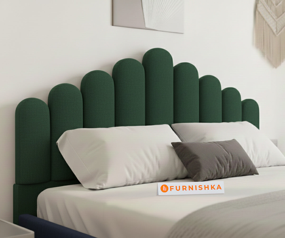 Dora Fabric bed with Upholstered headboard Non Storage Queen Size - Pine Green - Furnishka 
