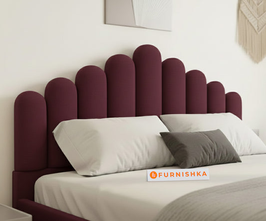 Dora Fabric bed with Upholstered headboard Non Storage Queen Size - Red Wine - Furnishka