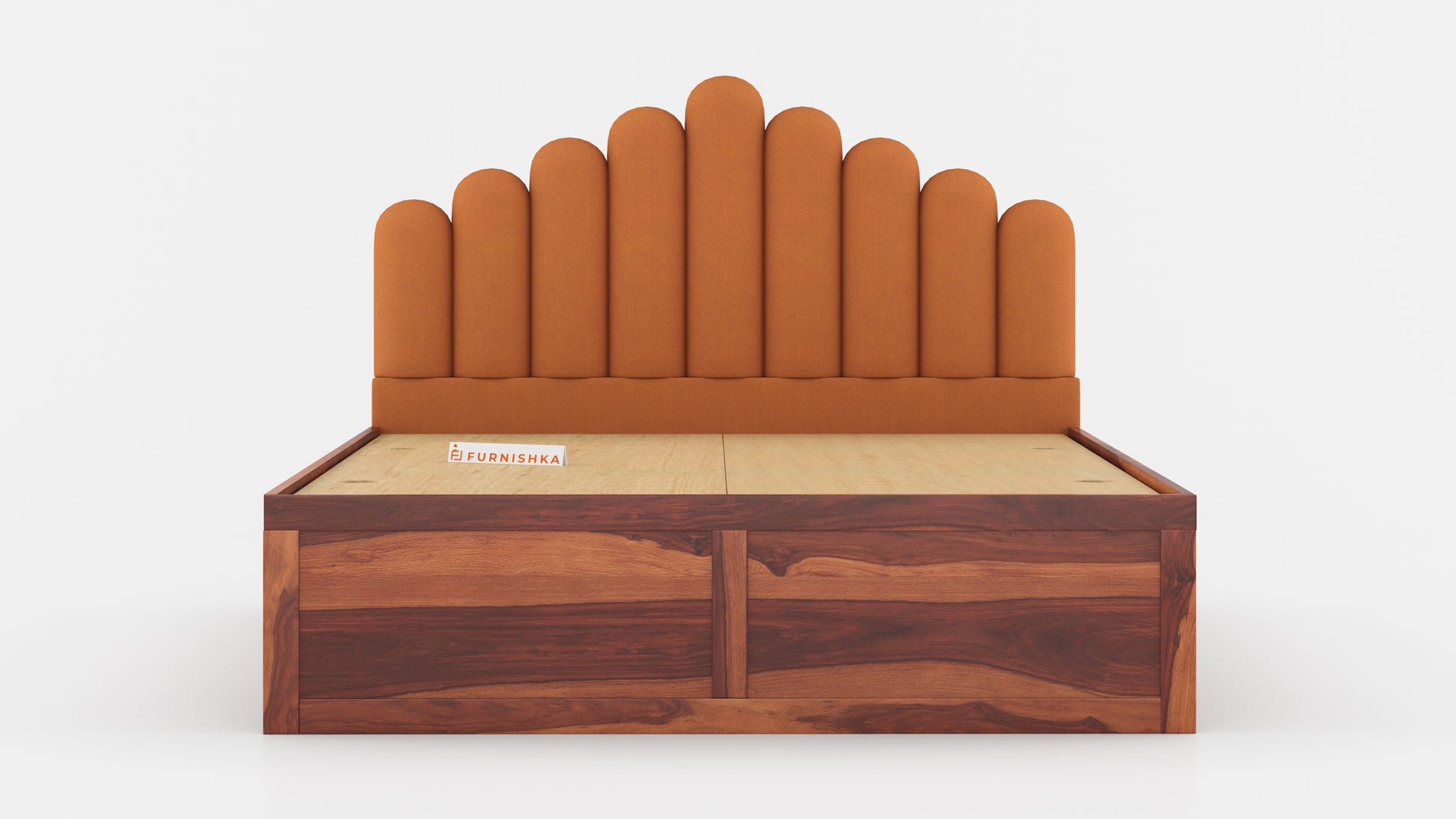 Dora Sheesham Wood bed with Upholstered headboard Box Storage King Size - Furnishka 