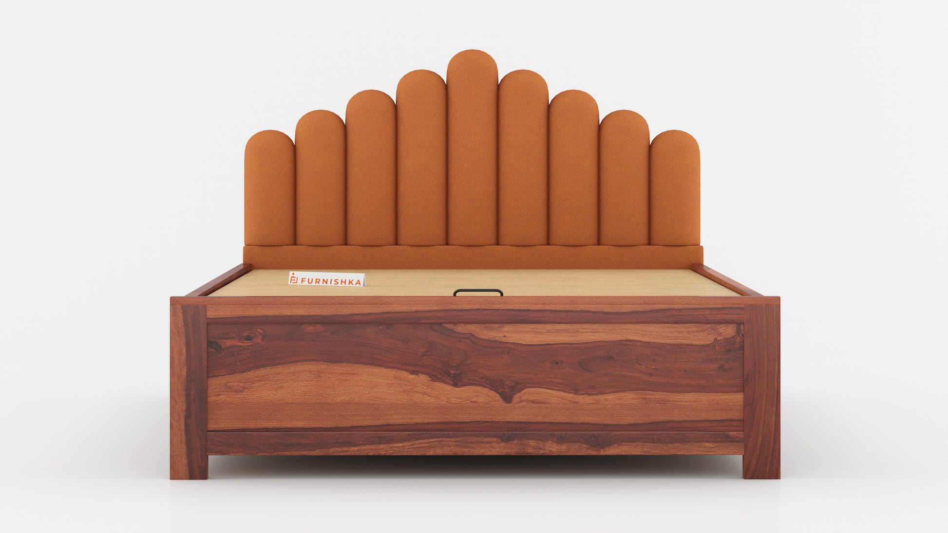 Dora Sheesham Wood bed with Upholstered headboard Hydraulic Storage King Size - Furnishka 