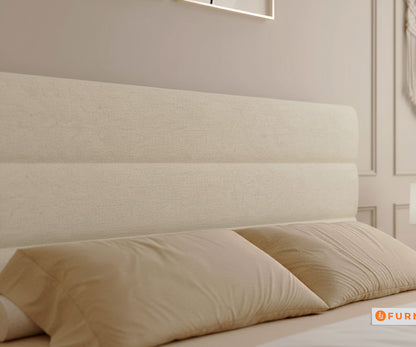 Niva Real Teak Wood Hydraulic Bed King Size Light Beige