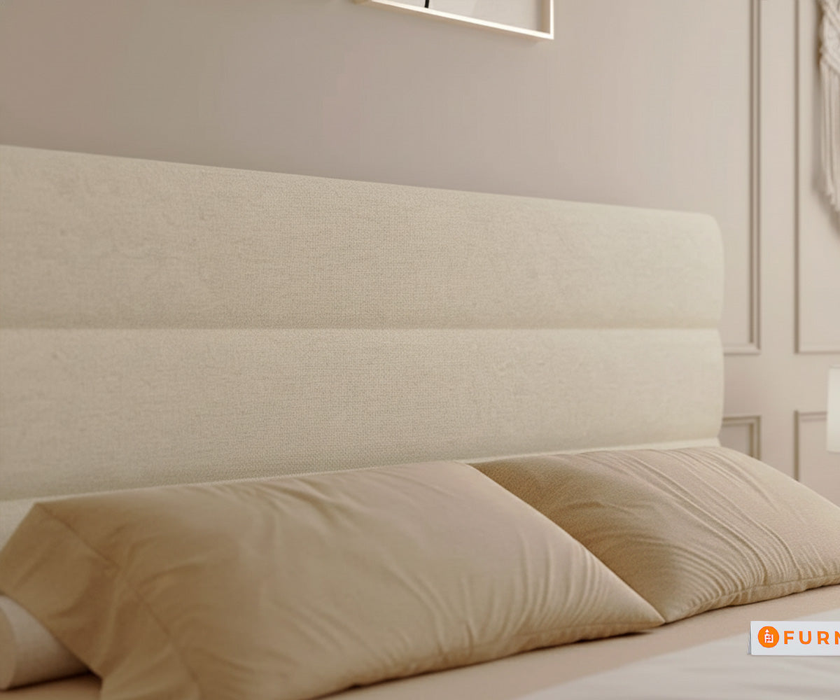 Niva Real Teak Wood Hydraulic Bed Queen Size Light Beige