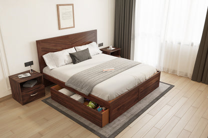Chevora Drawer Bed in Sheesham - Queen Size