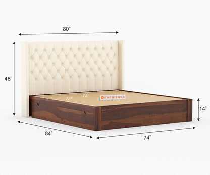 Drewno Sheesham wood Box Storage Bed - King Size - Furnishka 
