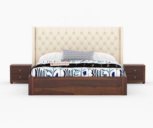 Drewno Sheesham wood Box Storage Bed - King Size - Furnishka 