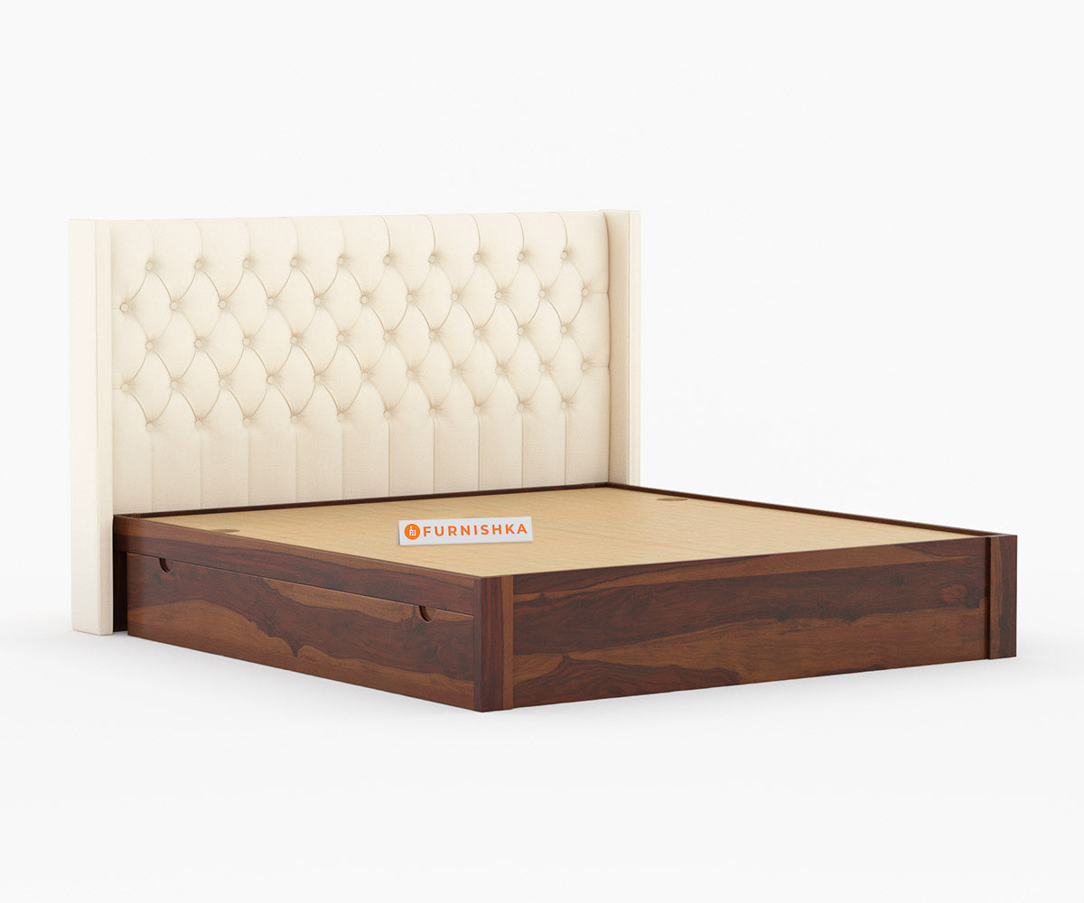 Drewno Sheesham wood Box Storage Bed - King Size - Furnishka 