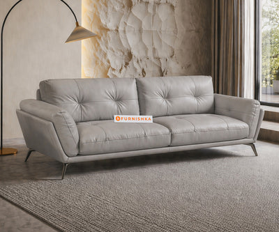 Dundee 3 Seater Leather Sofa-Silver Grey