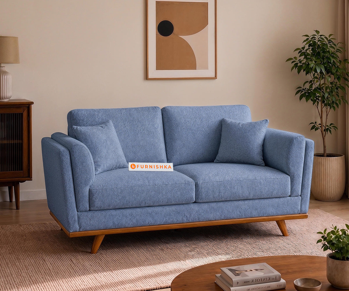 Oslo 2 Seater Fabric Sofa With Dusty Blue - Furnishka