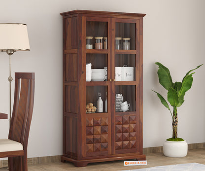 Elowen Sheesham Wood Two Door Book Shelf - Furnishka 
