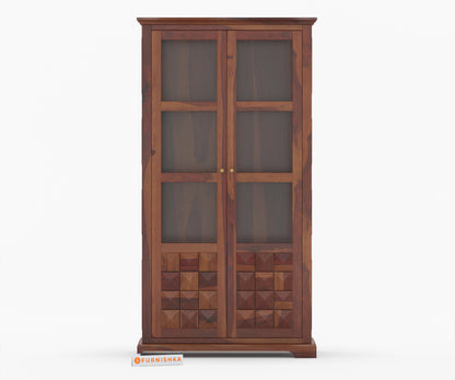 Elowen Sheesham Wood Two Door Book Shelf - Furnishka 