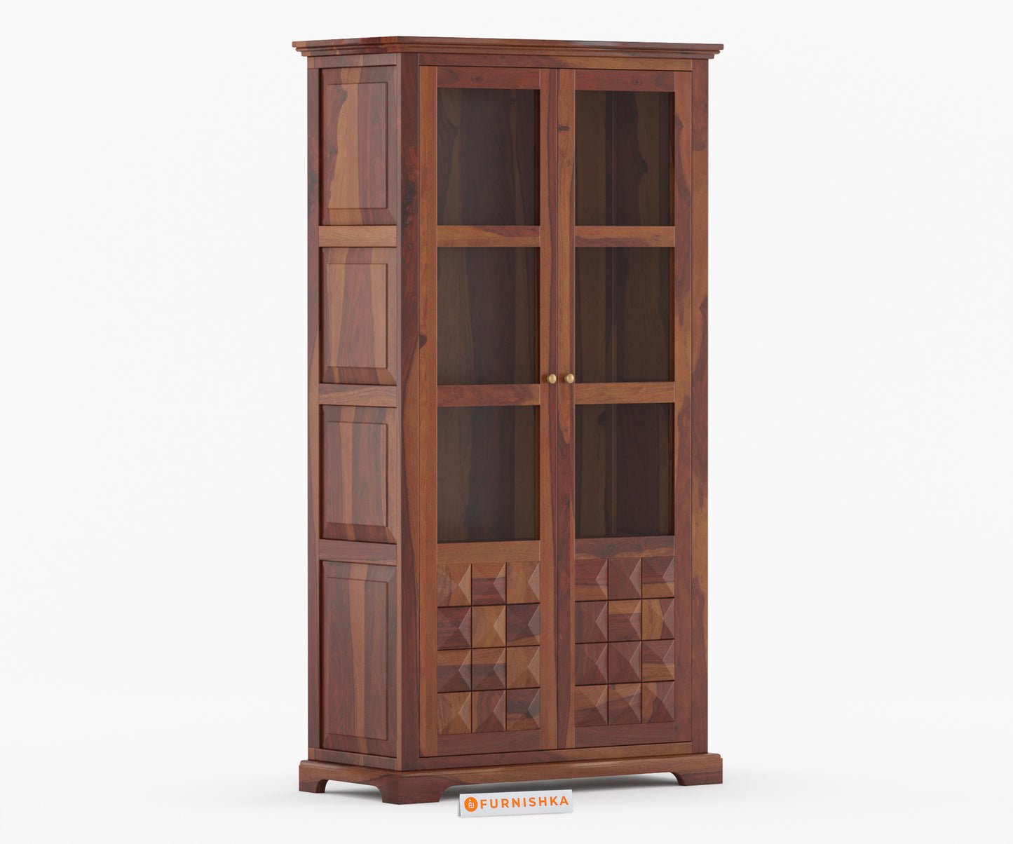 Elowen Sheesham Wood Two Door Book Shelf - Furnishka 