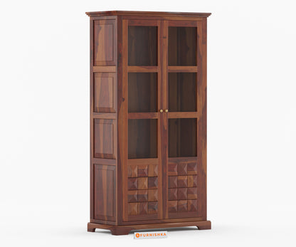 Elowen Sheesham Wood Two Door Book Shelf - Furnishka 