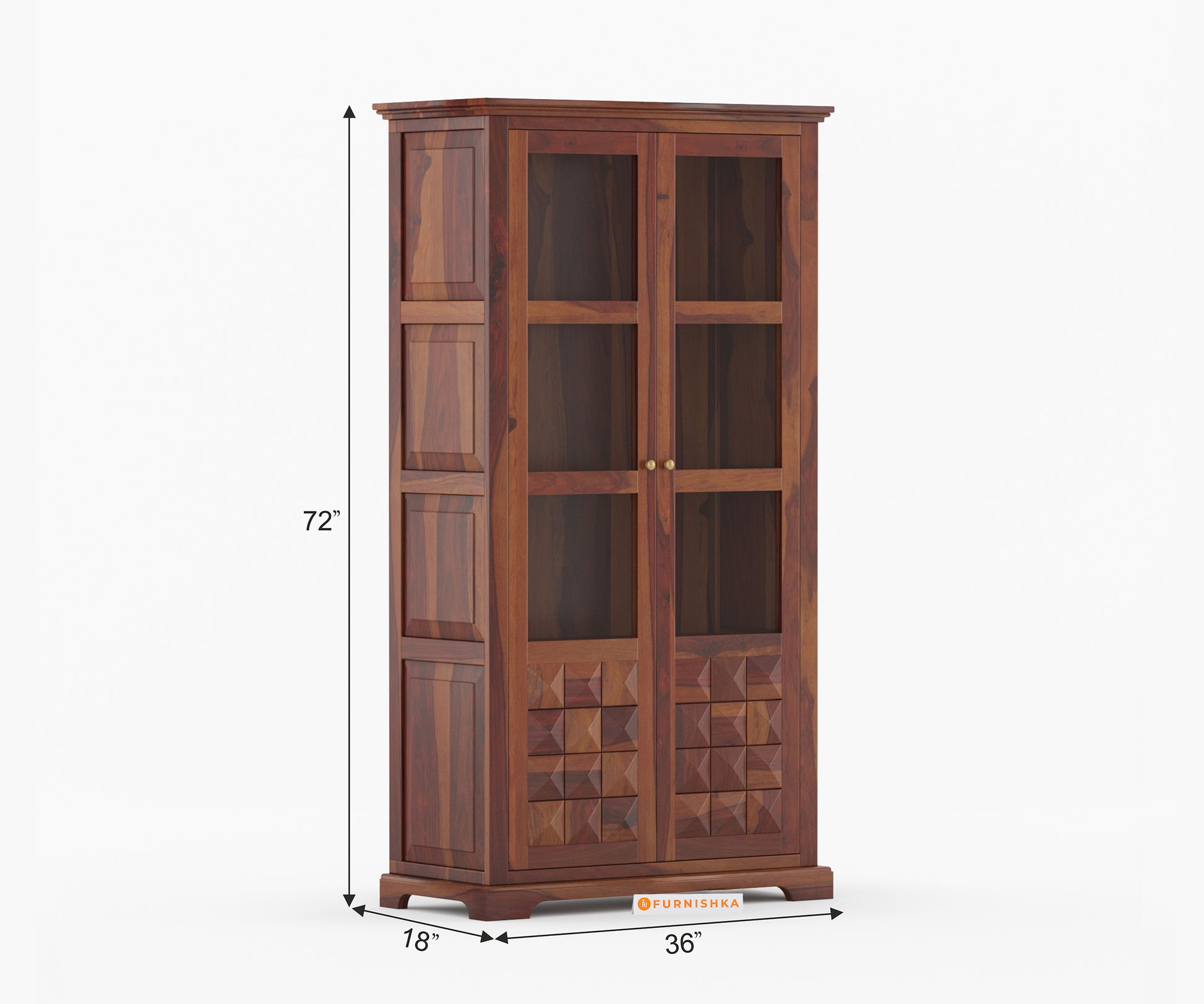 Elowen Sheesham Wood Two Door Book Shelf - Furnishka 