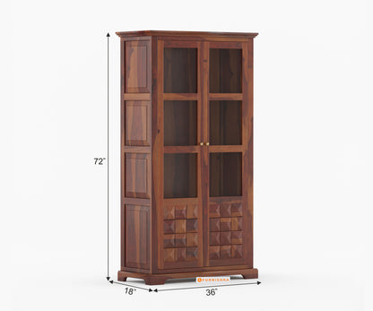 Elowen Sheesham Wood Two Door Book Shelf - Furnishka 