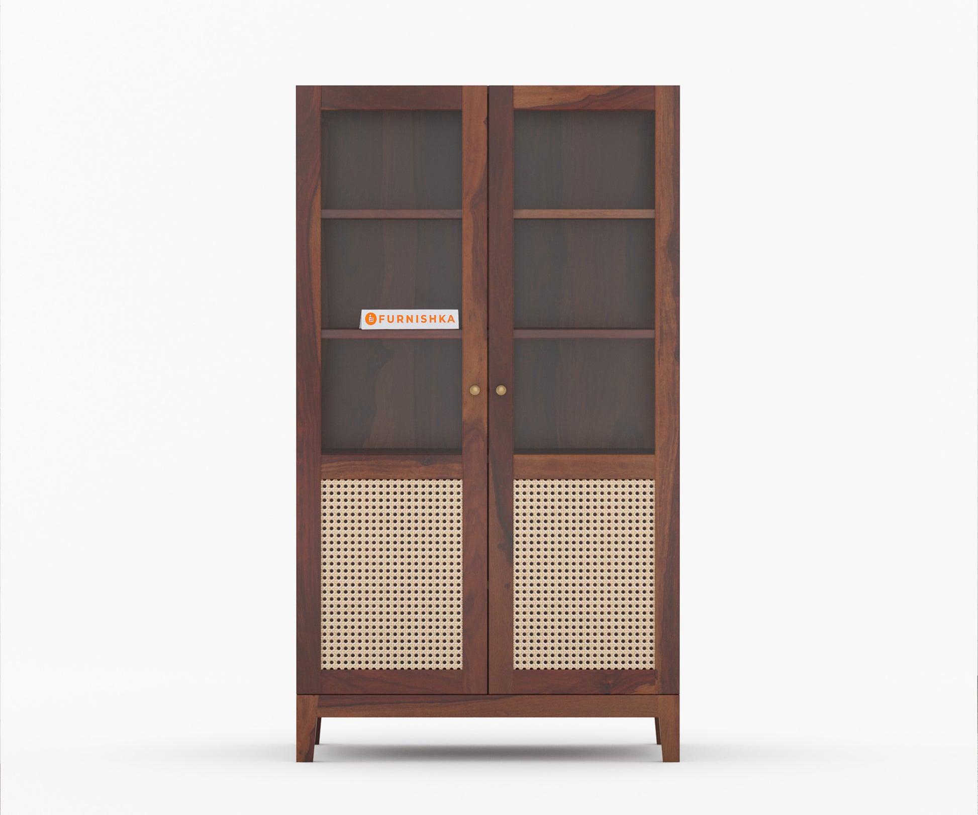 Elsie Sheesham Wood Two Door Cane Chest of Drawer - Furnishka 