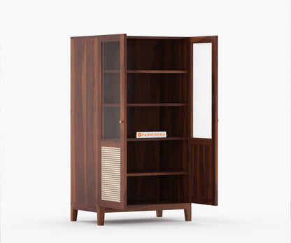 Elsie Sheesham Wood Two Door Cane Chest of Drawer - Furnishka 