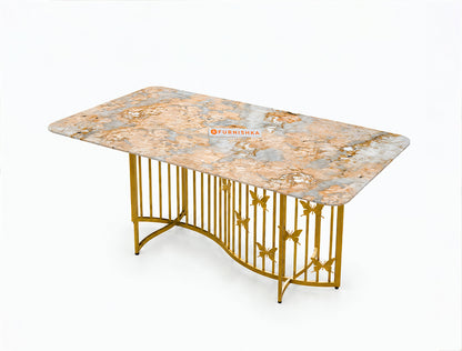 Elysian Dining Table 6 Seater PVD Gold Base - Furnishka